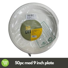 10 ON DISPOSABLE WHITE PULP PLATES MEDIUM 9 INCHES